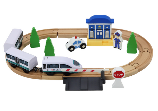Wooden Railway Track Train Train Tracks Accessories Bridge Police 3.2m