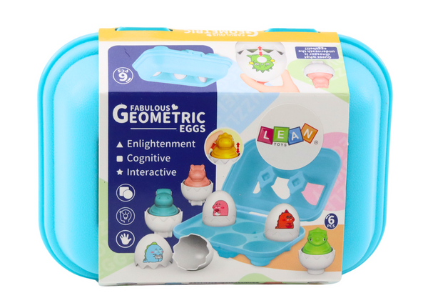 Set aus sechs geometrischen bunten Dinosaurier-Eiern