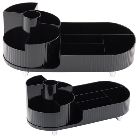 Multifunktionaler Organizer für Kosmetik, Schreibtisch, drehbar, geräumig, Schwarz