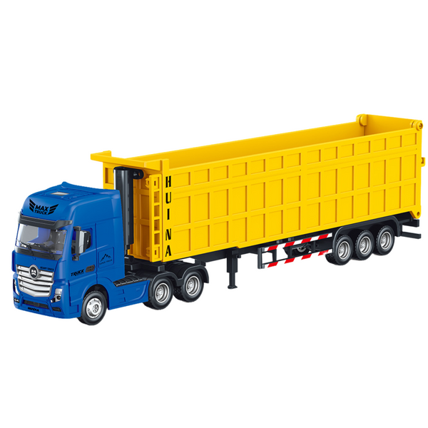 Truck With Volume Semitrailer Metal Yellow Huina 1:50