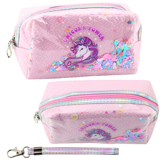 School Pencil Case With Headband Unicorn Confetti Pink 20cm