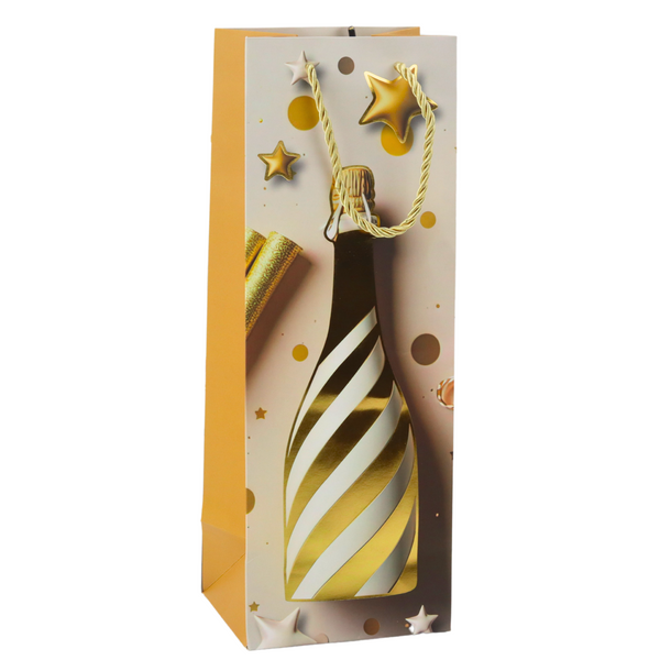 Papier-Geschenktüte für eine Champagnerflasche, Pastellfarben, 35 x 12 x 9 cm