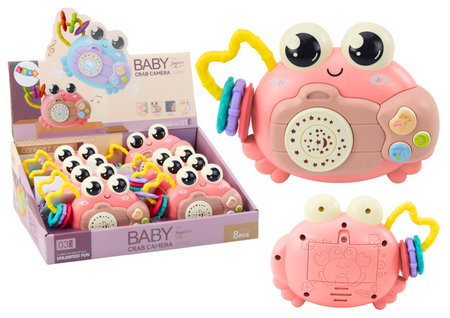 Krabbenkamera-Rassel, batteriebetriebener Projektor, klingt rosa