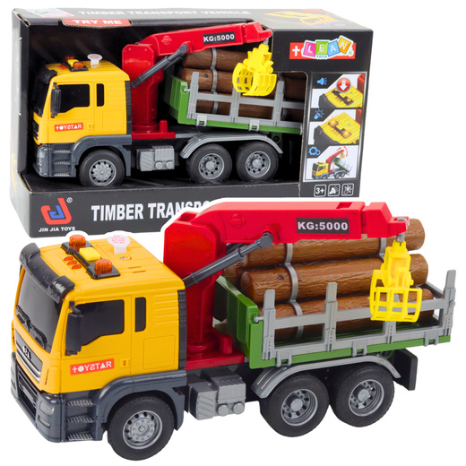 Timber Crane Truck Lights Sounds Yellow 1:14