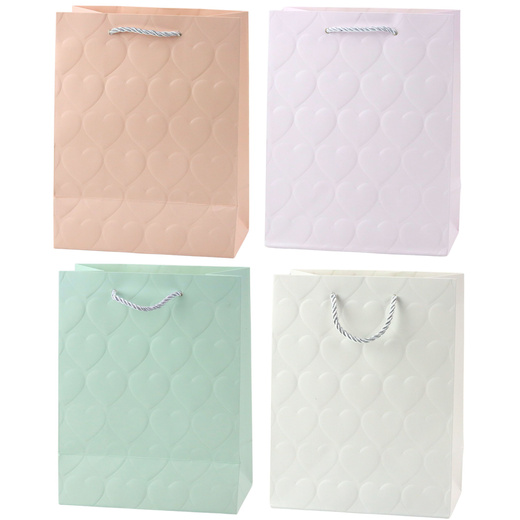 Elegant Gift Bag Embossed Hearts 23 x 18 x 10.5 cm