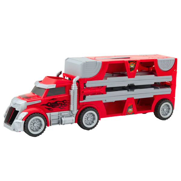 Klapp-LKW-Set mit Rennstrecke, 6 Autos