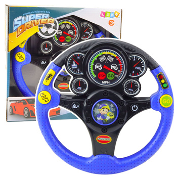 Interactive Steering Wheel For Kids Lights Sounds Vibrations Blue