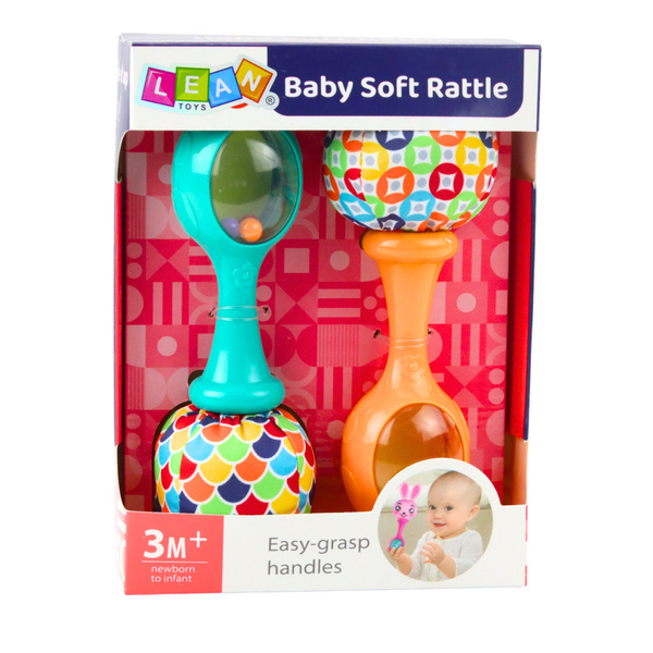 Rasselset mit weichen Ballmustern Orange Grün 2 Stk