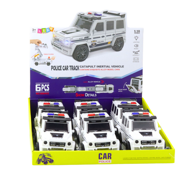 Polizei-Geländewagen mit Friktionsantrieb, Spur zum Öffnen, weiß