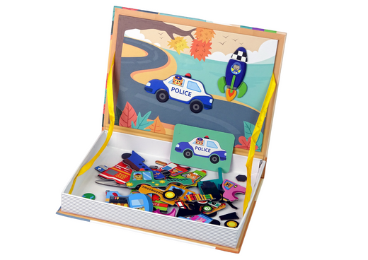 Magnetic Jigsaw Book Vehicles Cards Helicopter Police