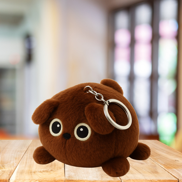 Plush Keychain Mascot Cuddly Toy Teddy Bear Brown Metal Ring 9cm
