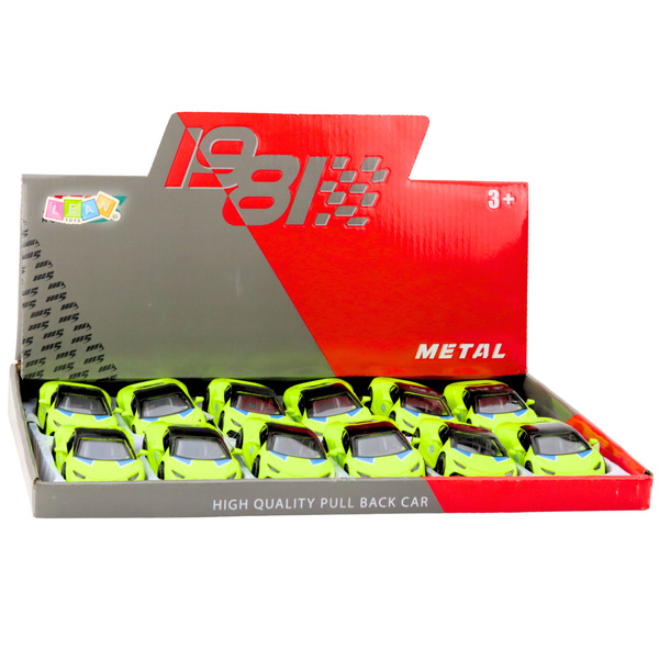 Sports Car Pull Back Metal Neon Green 1:43