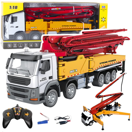 Huina Metal Concrete Mixer Construction Truck with Pump 1:18