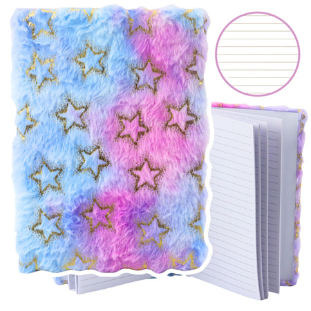 Plush Notebook Notebook Lined Gold Stars Pastel A5 80 Sheets