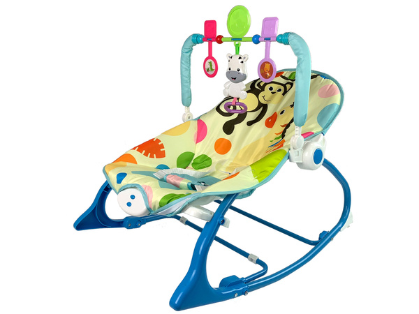 Rocking Chair 2in1 Blue Zebra Sounds Vibration
