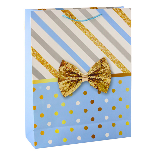 Large Gift Bag With Bow Gold Decorations 55 x 43 x 15cm