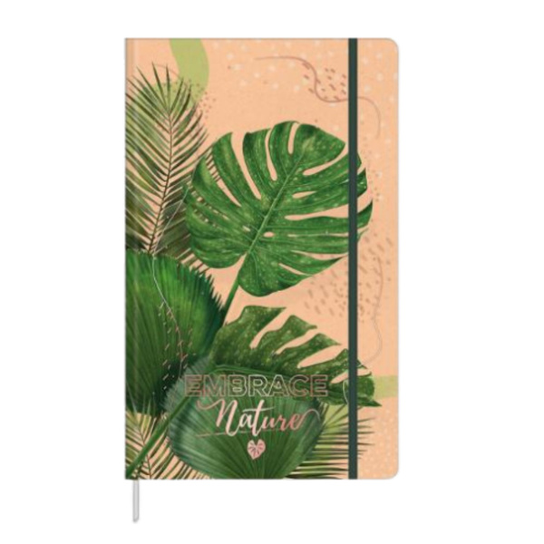 Notizbuch-Planer, liniert, Monstera-Blätter, Radiergummi, A5, 80 Blatt