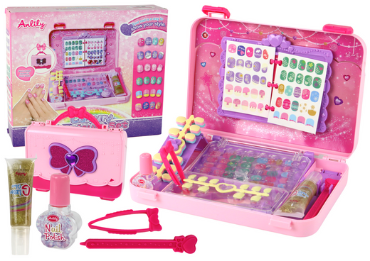 Koffer mit Nagelzubehör, Maniküre-Aufkleber, Nagelspitzen