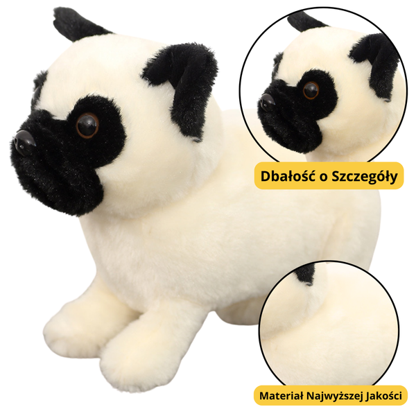 Plüschtier Kuscheltier Mops Hund Weiß 19cm