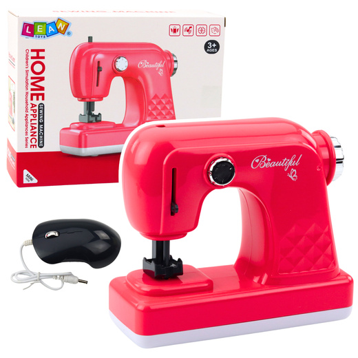 Toy Sewing Machine With Mouse For Kids Light Pink