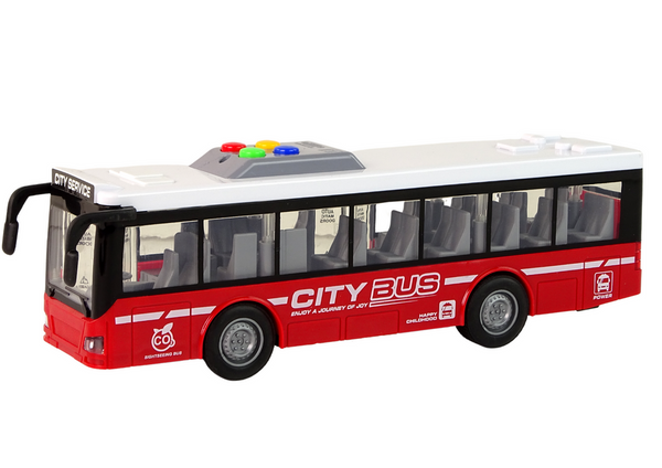 Battery Powered Bus Lights Sounds Friction Drive Red 1:16