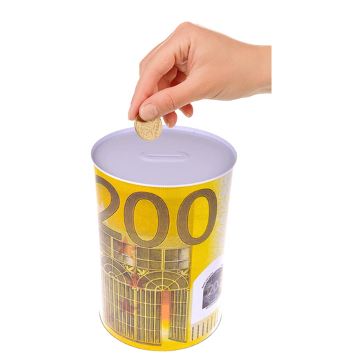Metal Piggy Bank Tin 200 Euro Banknote 16.5 x 12cm