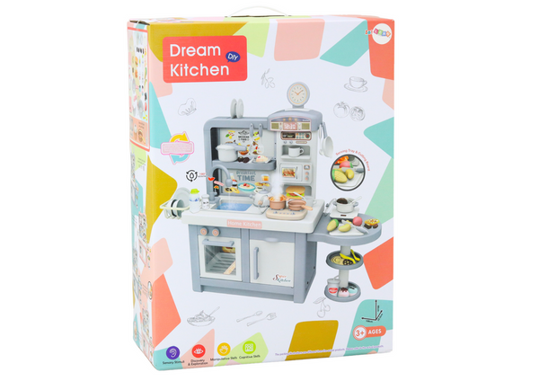 Dream Kitchen For Children Lights Sounds Steam Accessories Gray