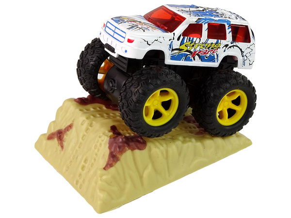 Resorak Monster Truck Pull Back Antrieb Gummireifen Metallkarosserie + Entfaltende Rampe