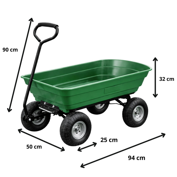 Gartentransportwagen mit abnehmbarer Kippmulde, grün, 120 kg