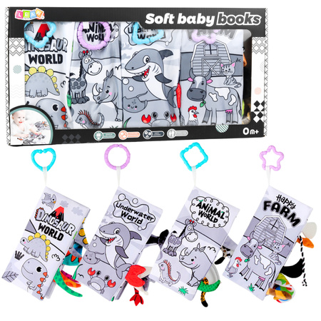 Set mit weichen, pädagogischen Sensorikbüchern für Kleinkinder, 4-teilig