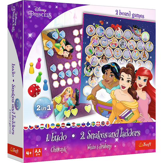 Gra planszowa 2w1 Chińczyk Węże i drabiny Disney Princess Trefl 02418