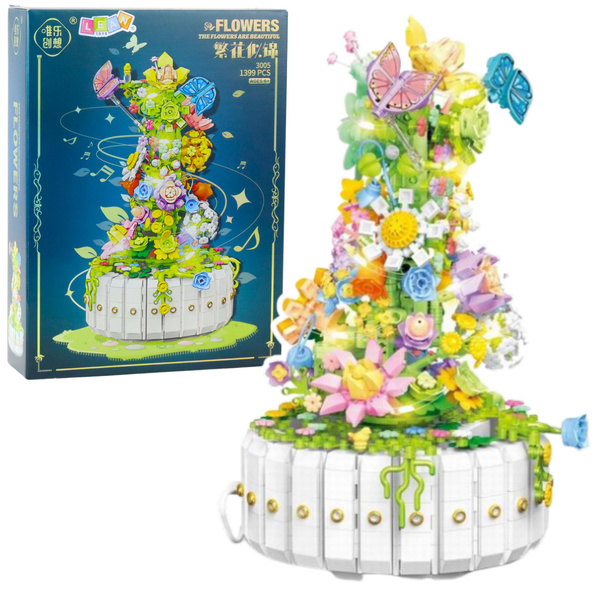 Bausteine Blumenkomposition mit Schmetterlingen LED-Leuchten 1399 Stk.