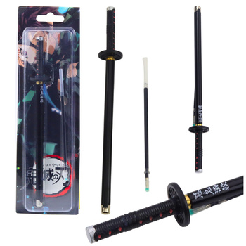 Katana Sword Anime Ballpoint Pen Metal Black Ink Replaceable Refill Black