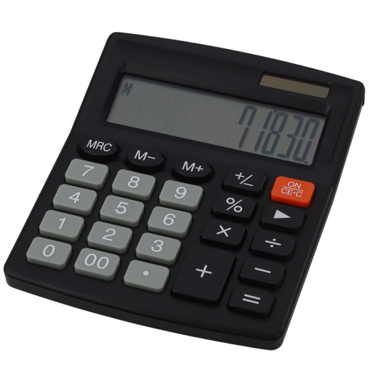 Office School Klassischer 8-stelliger LCD-Solarrechner, Schwarz