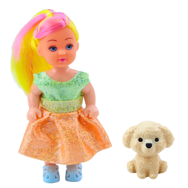 Mini Doll In Dress Set Pupil Mix 12cm