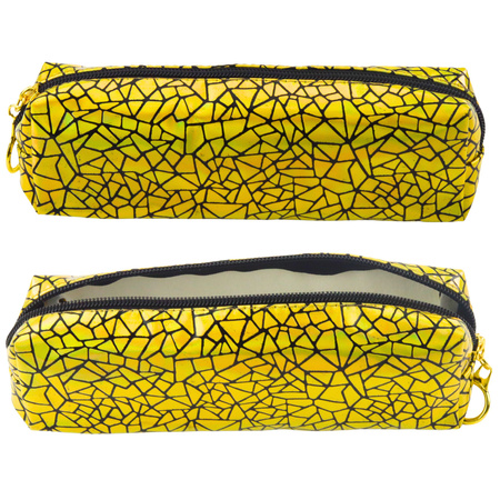 Federmäppchen mit einem Fach für Schule und Büro, holografisches Muster, Gold, 20 x 6,5 cm