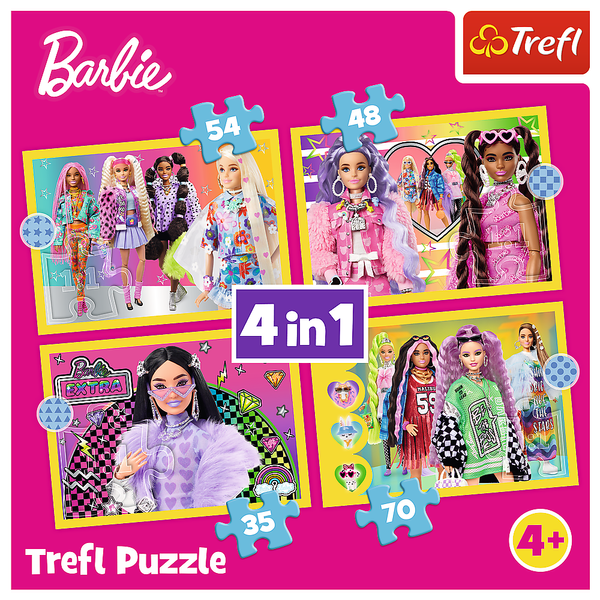 Puzzle - "4 in 1" - Glückliche Welt von Barbie Trefl 34626