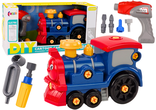 Lokomotywa Do Skręcania Kreskówkowa DIY Granatowa 