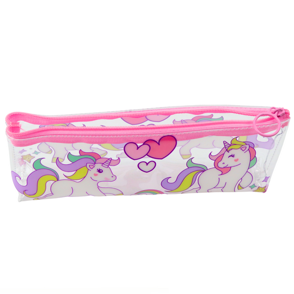 Schulmäppchen für Mädchen, transparent, transparente Einhörner