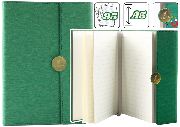 Office Notebook Magnet Notebook A5 Lined With Cover Green