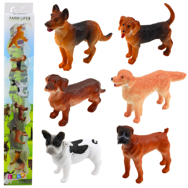 Set of Mini Figures Dogs German Shepherd Dachshund French Bulldog 4cm 6pcs
