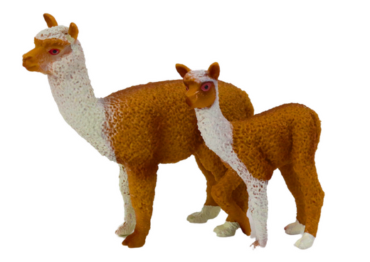 Figur Erwachsenes Lama 8 cm mit einem jungen Lama 6 cm Tiere der Welt