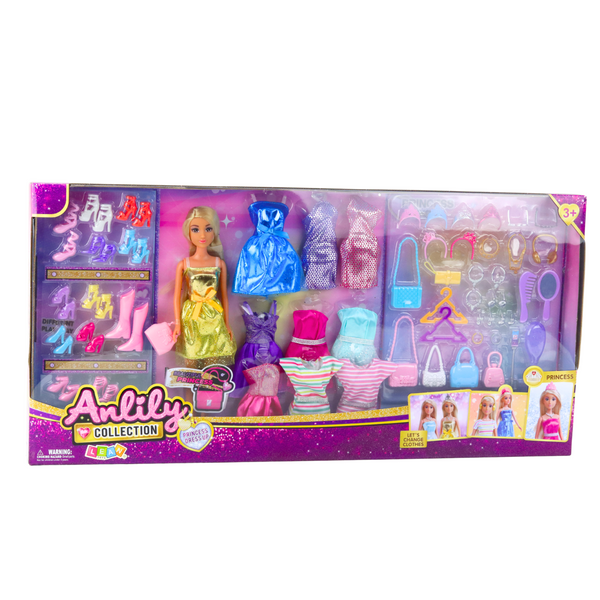 Large Fashion Set Anlily Collection Doll Dresses Accessories 65pcs.