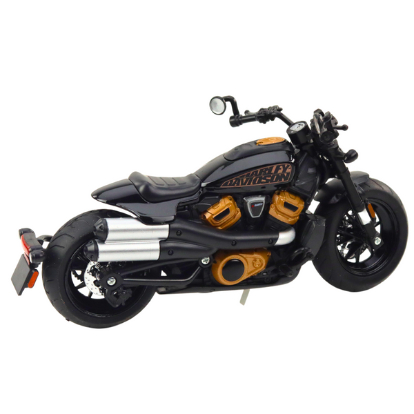 Motorrad Chopper Metall Lichter Sounds Black Gold Elements 1:12
