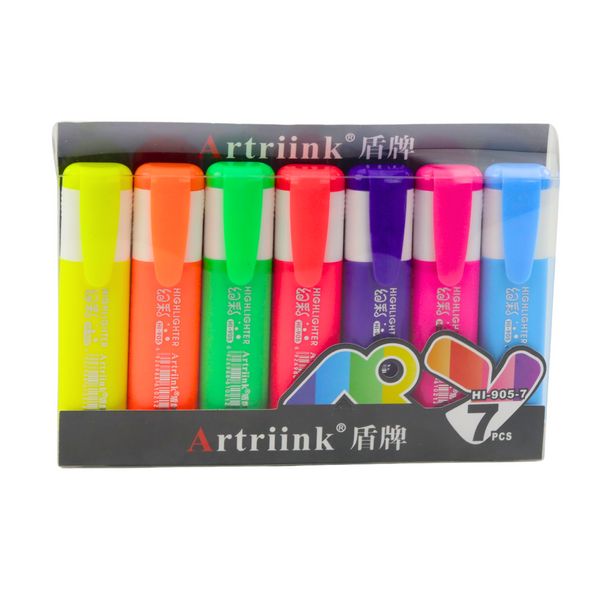 Set of Neon Colored Highlighters Markers 7pcs