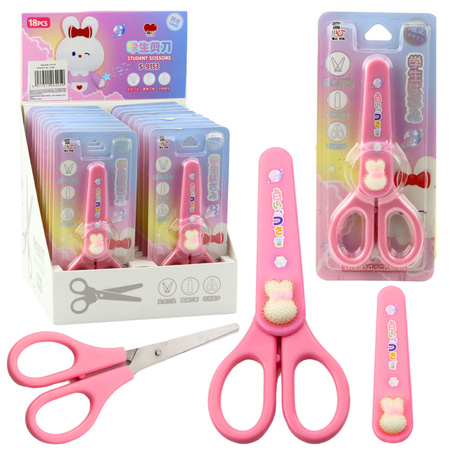 School Scissors With Cover Decorative White Bunny 14cm