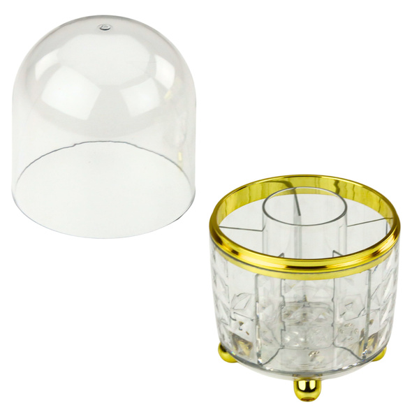 360° drehbarer Organizer für Pinsel und Kosmetik mit Deckel, transparent