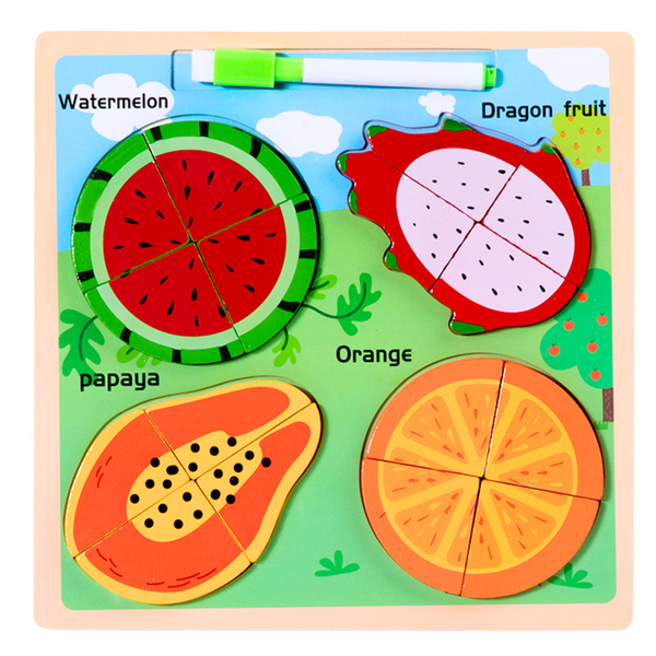 Puzzle Board 2in1 Wooden Educational Fruit Marker