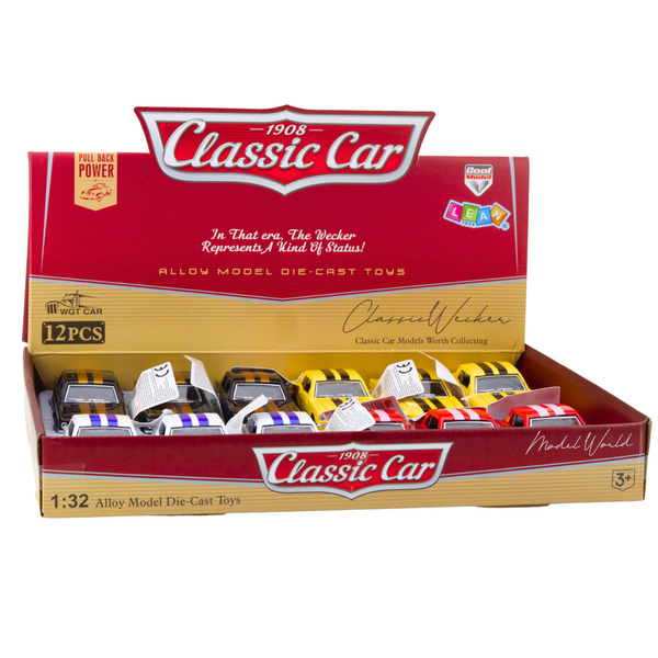 Classic Car With Pull-Back Drive, Metal Opening Doors, 1:32 Mix