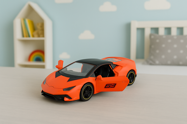 Sports Car Pull Back Metal Orange 1:43